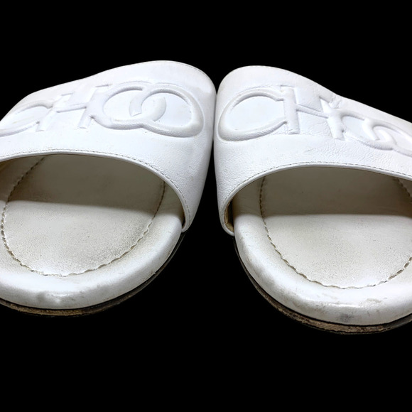 Jimmy Choo Tiaret Flat Sandals Size 40 US 10 White Calf Leather Dust Bag Boxed - Picture 6 of 13